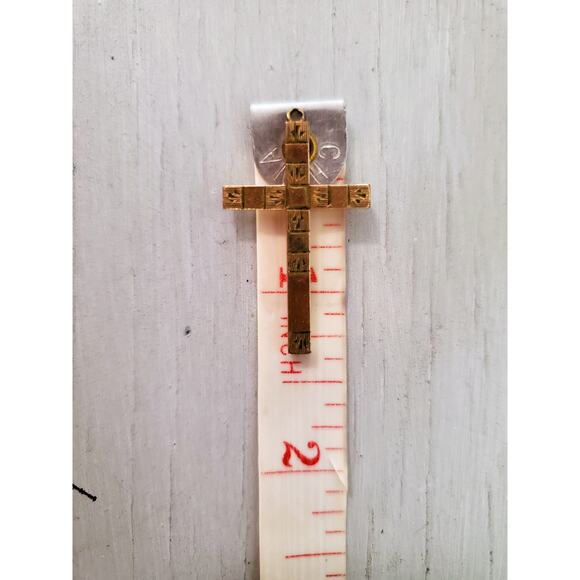 Vintage Etched 1/20 12K Gold-fill Cross Pendant - Picture 7 of 8
